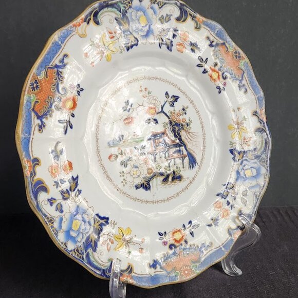 Antique Masons Ironstone Imari Well & Tree 8.75" Plate - Picture 11 of 12